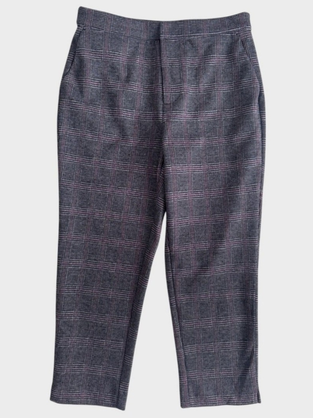 ModCloth Gray Plaid Trousers with Pink Windowpane